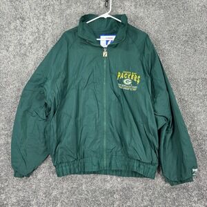 Vtg Green Bay Packers Logo 7 Jacket Mens Large Zip Windbreaker Logo Football